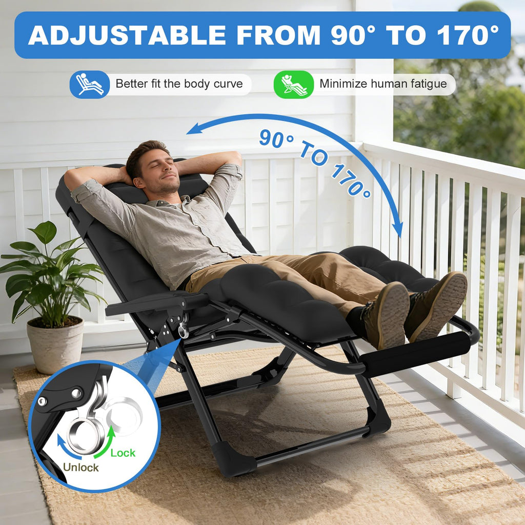 Zero Gravity Chair with Cup Holder, Black H3088