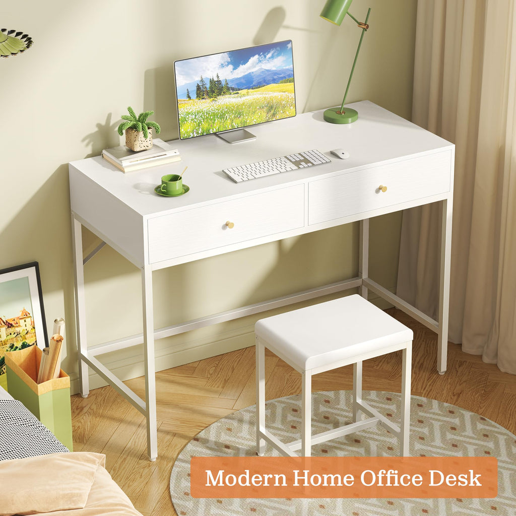 White Desk with 2 Drawers E377521