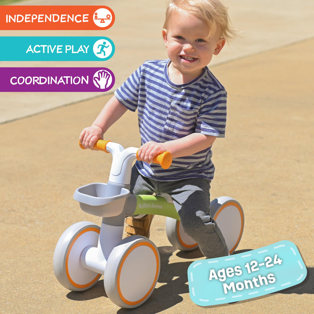 12-24 Month 4 Wheels Adjustable Seat Baby Balance Bike with Storage Basket Y5509