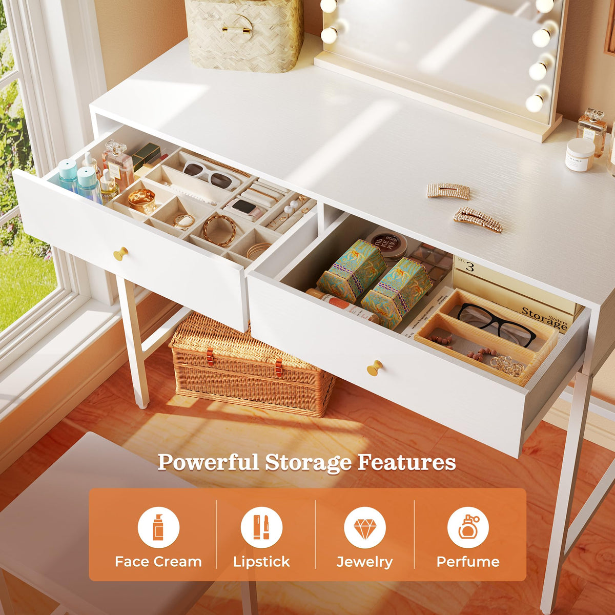 White Desk with 2 Drawers E377521