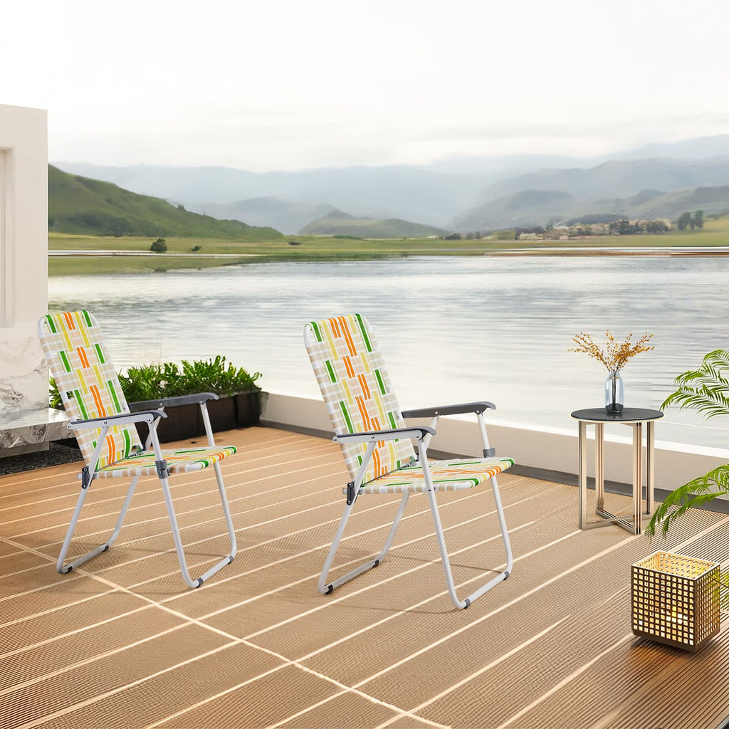 Yellow & Green Set of 2 Oversized Foldable Beach Chairs F288