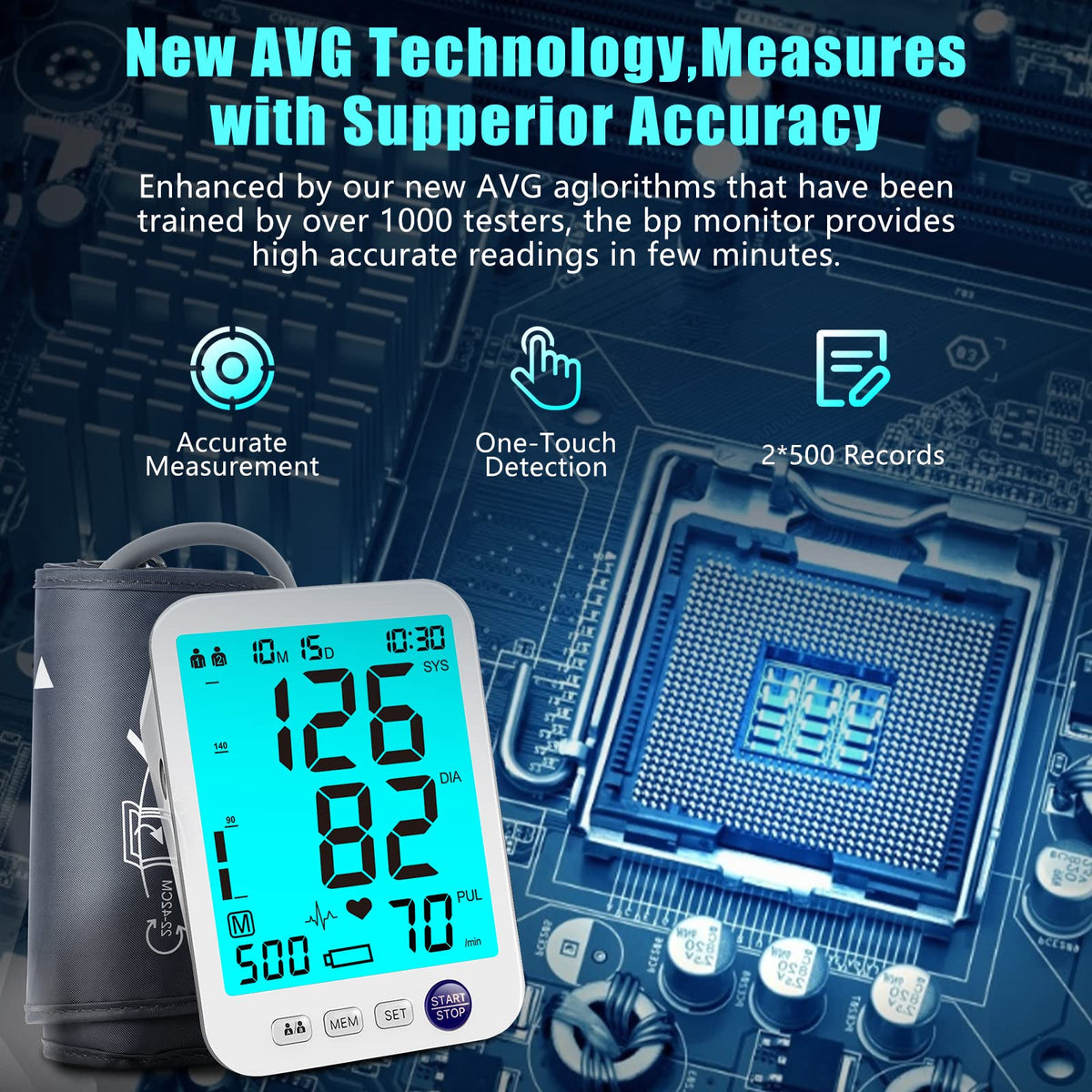 Automatic Digital Blood Pressure Monitor Upper Arm Adjustable Cuff E58112