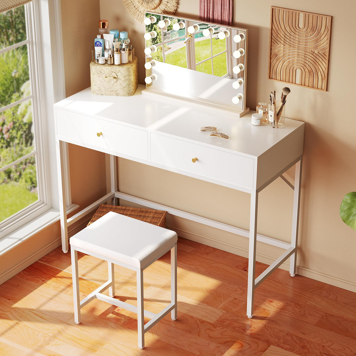 White Desk with 2 Drawers E377521