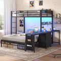 Black Twin Over Full Bunk Bed with Desk and Storage Drawers B713605
