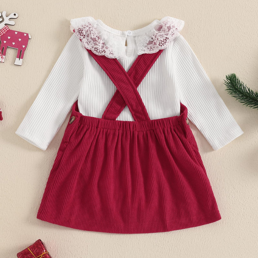Baby Girl Lace Romper and Corduroy Skirt Outfit A290732