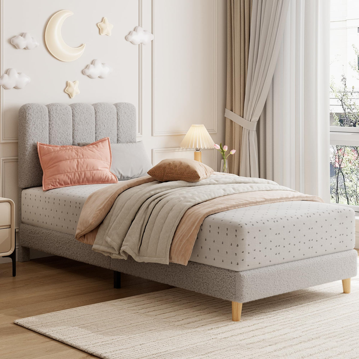 Twin Bed Frame with Headboard A119