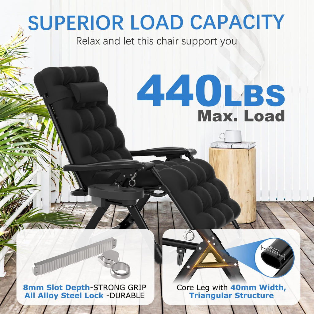 Zero Gravity Chair with Cup Holder, Black H3088