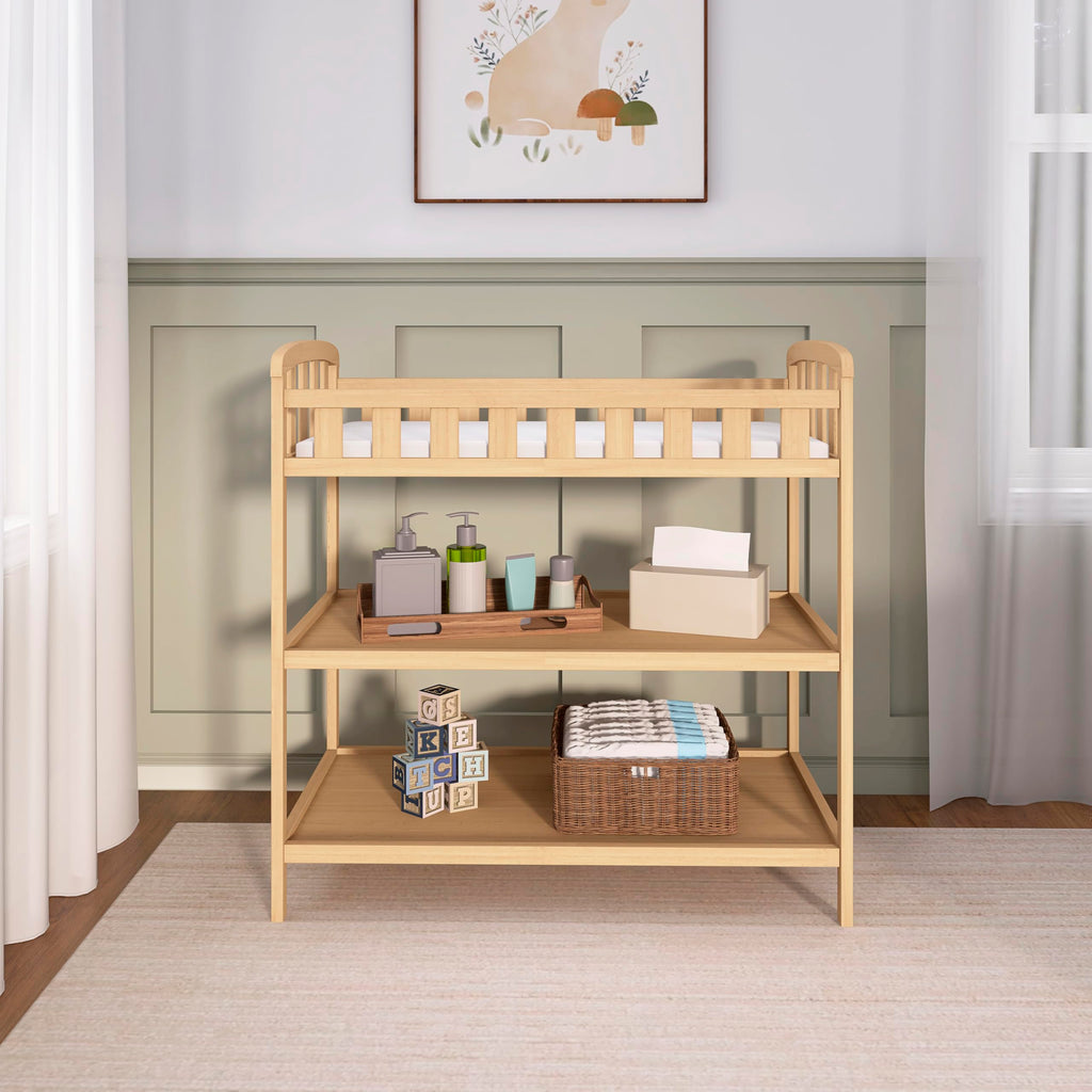 Compact Portable Pinewood Changing Table with Safety Rails E47244