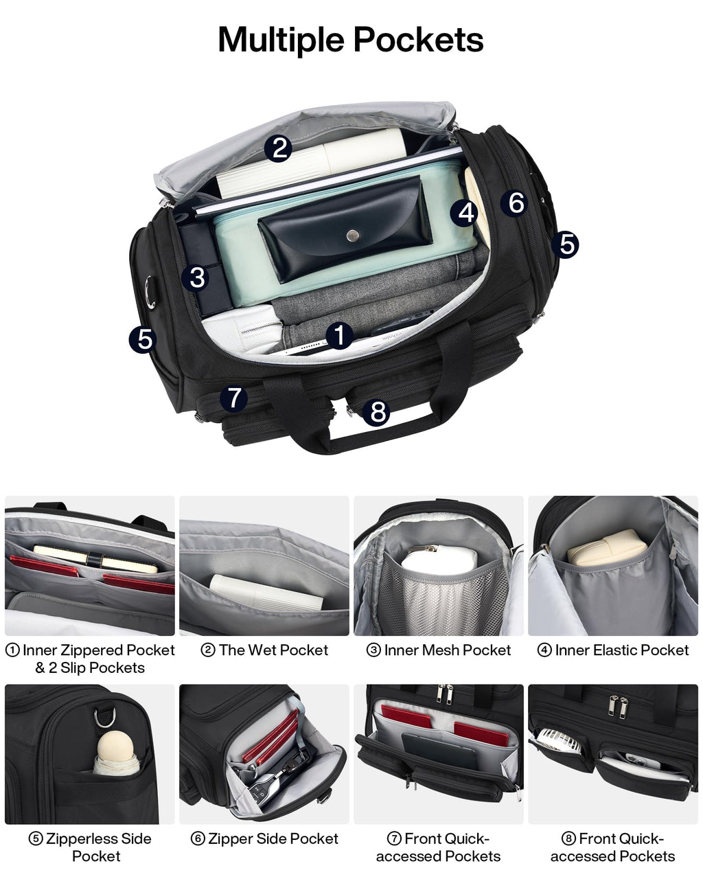 Lightweight Foldable Underseat Carry On Luggage Black K689307