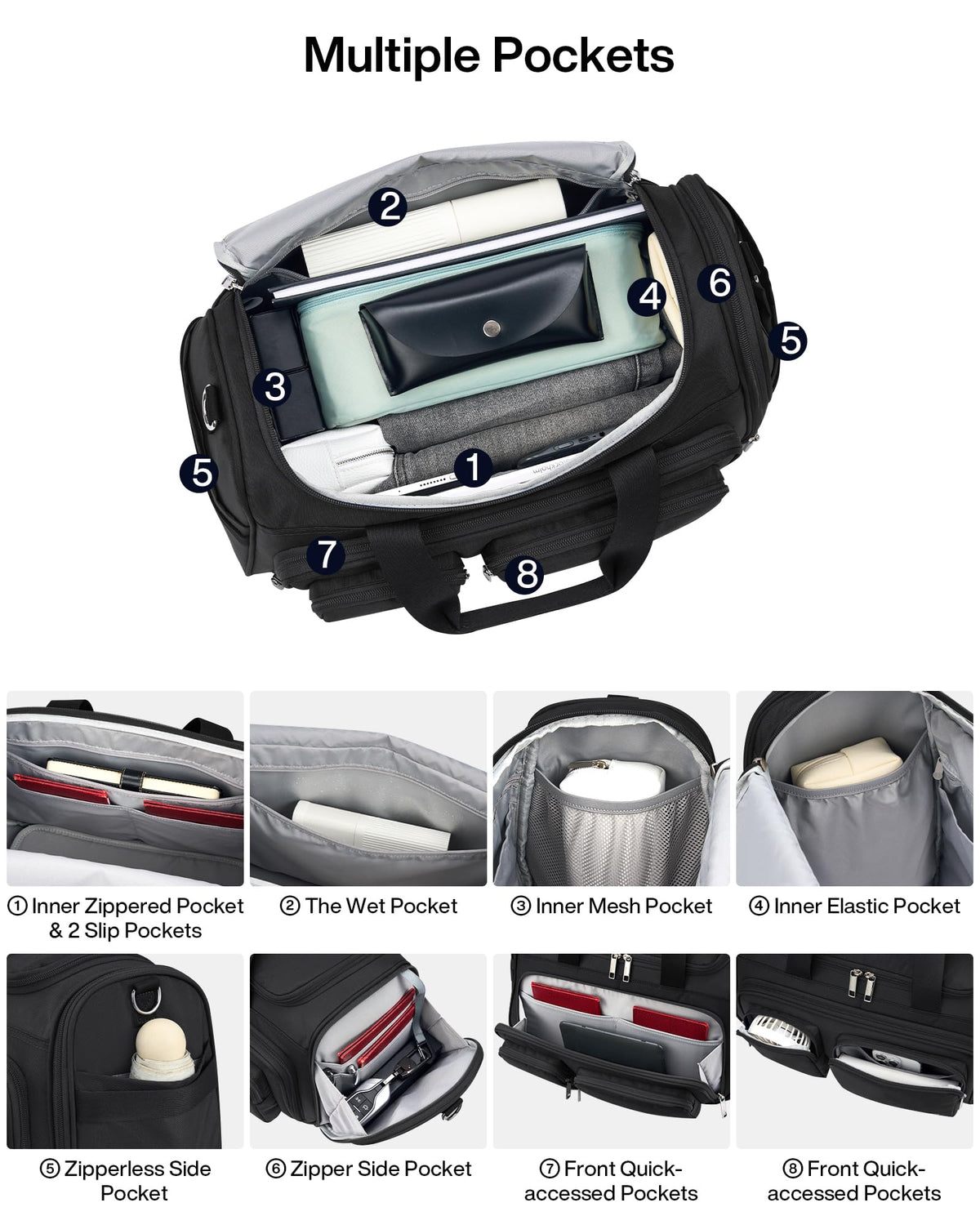 Lightweight Foldable Underseat Carry On Luggage Black K689307