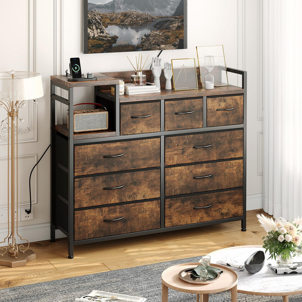 Vintage 9 Drawer TV Stand T6335