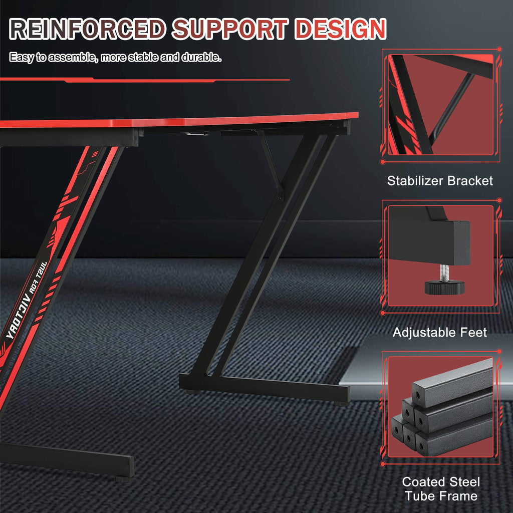 47 Inch Z Shaped Gaming Desk with Headphone Hook A7111