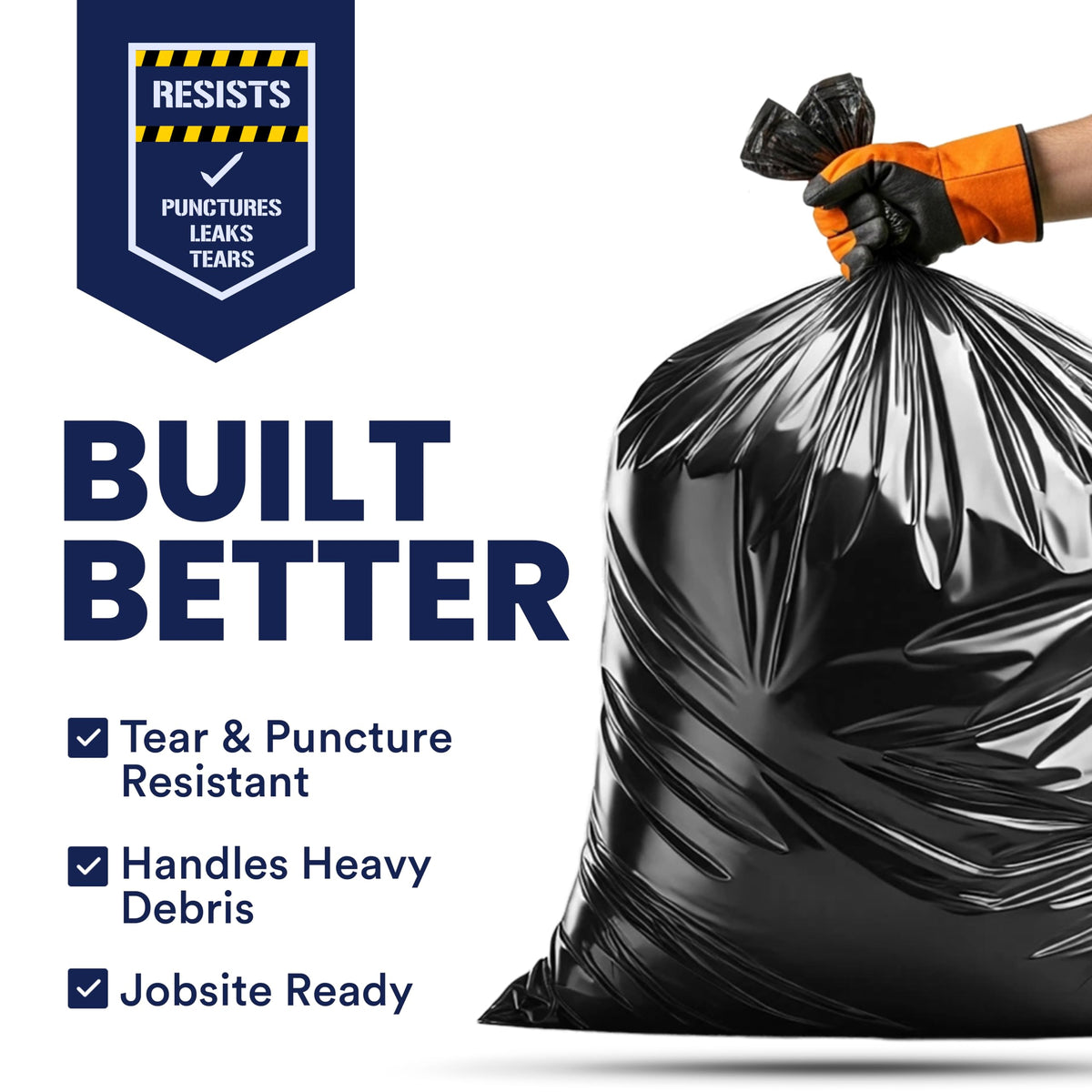 42 Gallon Black Heavy Duty Trash Bags 25 Count M6473