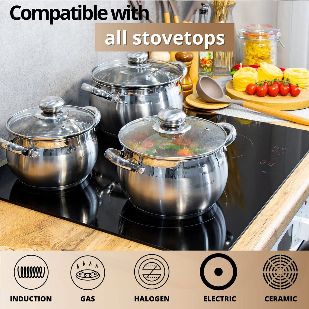 6.5 Quart Stainless Steel Stock Pot with Glass Lid F31246