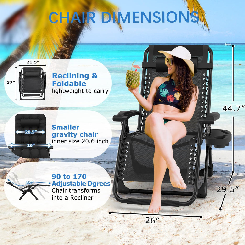 Zero Gravity Chair with Cup Holder, Black H3088
