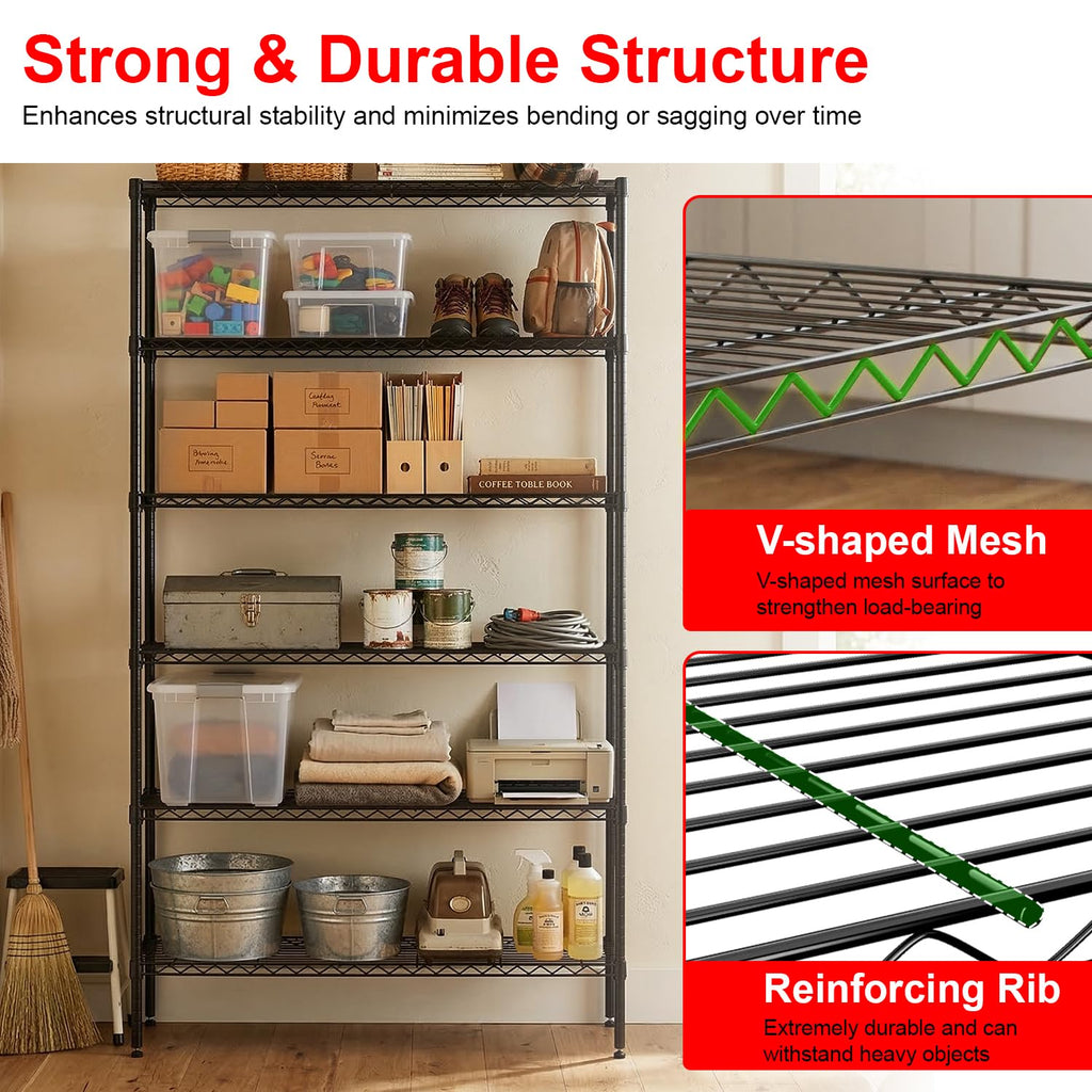 6-Tier Wire Shelf with Wheels K668