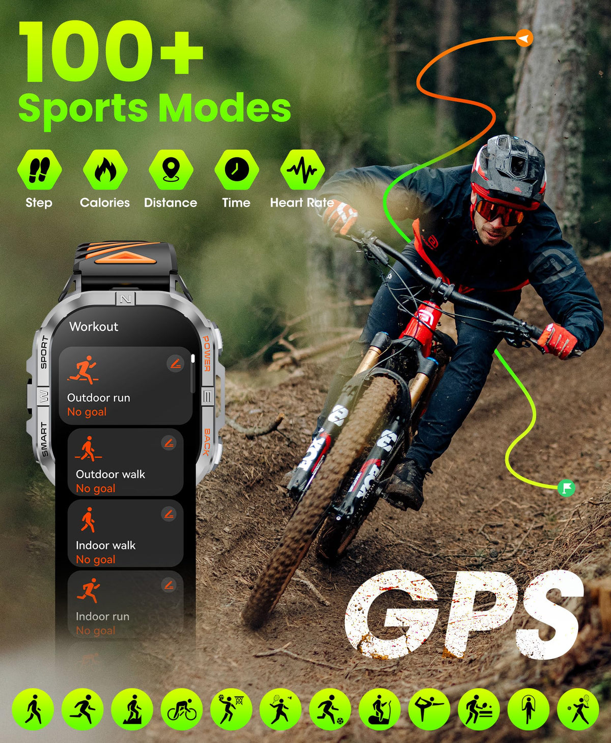 Black GPS Compass AMOLED Smart Watch A831