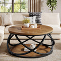 2-Tier Round Coffee Table with Storage Shelf S684421
