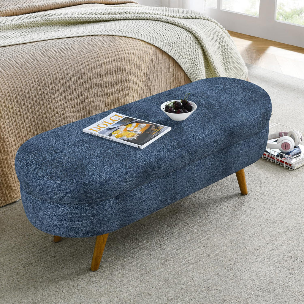 Oval Storage Bench with Rubber Wood Legs T412232