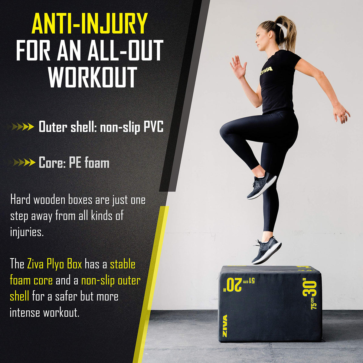 3-in-1 Plyo Box with Non-Slip PVC Cover 20x24x30" Z34589