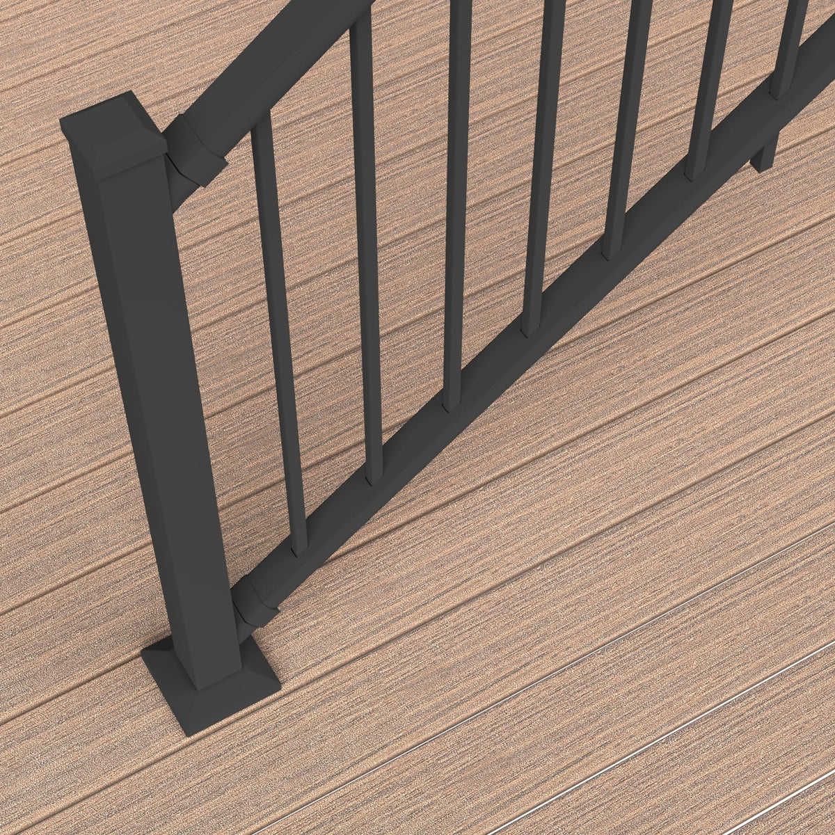 6 ft. x 36 in. Textured Black Aluminum Stair Rail Kit H3908